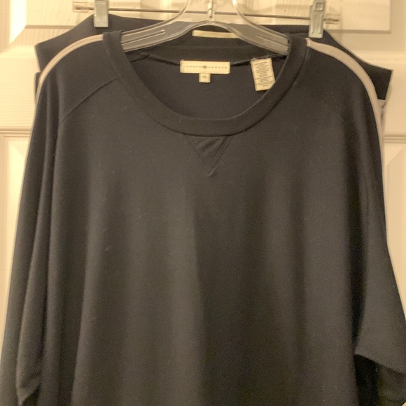 JOSEPH ABBOUD-NEIMAN MARCUS TRACK/LOUNGE/CASUAL SET SZ XXL BLACK/w CREME KNIT
